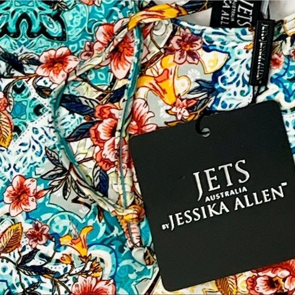 Jets By Jessika Allen Blue Multi Floral Plunge Swimsuit - Picture 13 of 13